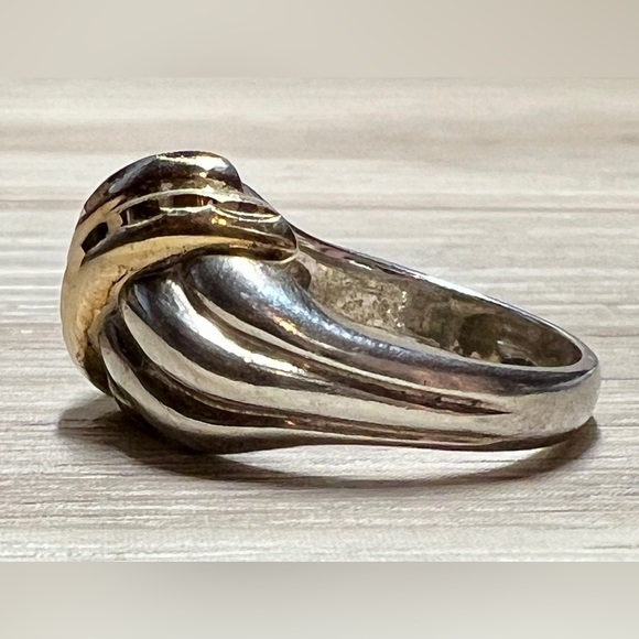 Designer Michael Anthony Sterling Silver & 14K Gold Diamond Cut Band Ring,Size 6 - Picture 3 of 10